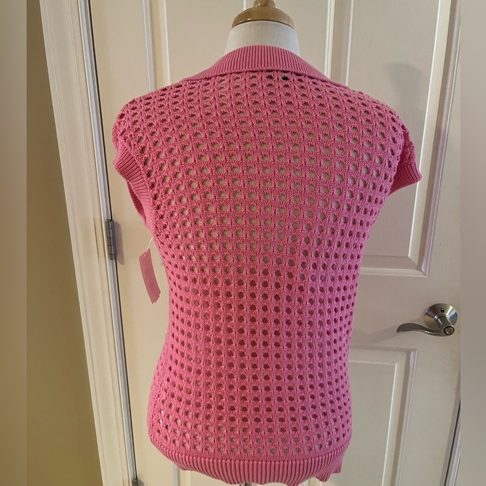 NWT French Connection Pink Relaxed V Neck sleeveless sweater vest-Size XS - Picture 3 of 7